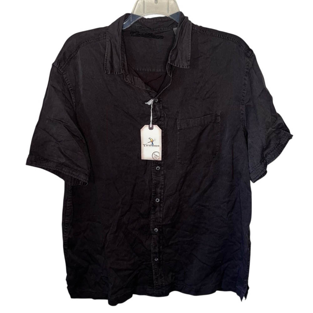 Caribbean Men’s Button Down Shirt Pigment Dyed Brown Lyocell Blend Size XL NWT